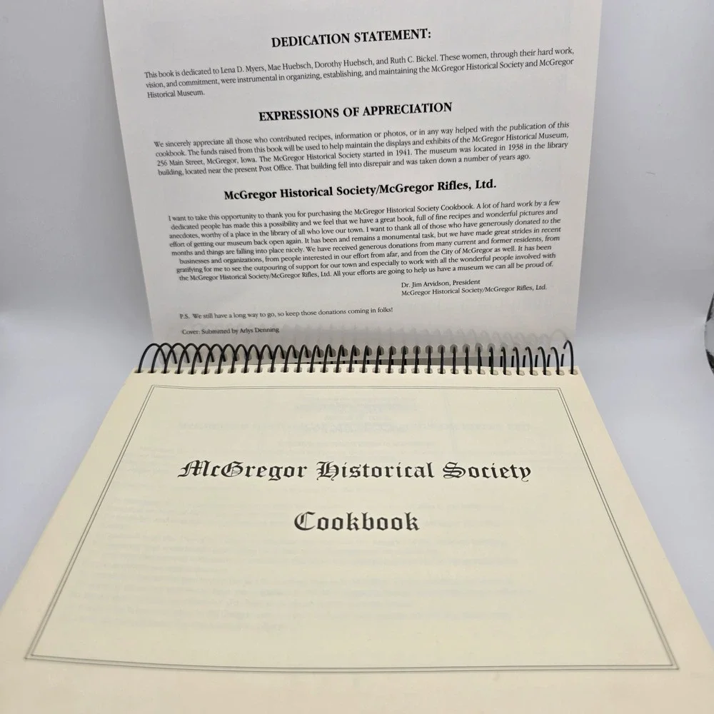 McGregor Historical Society Cookbook Iowa Community Recipes Vintage Spiral Bound